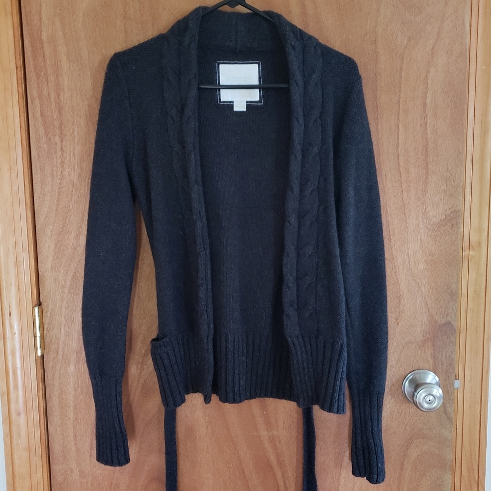 Women's small gray belted American Eagle cardigan